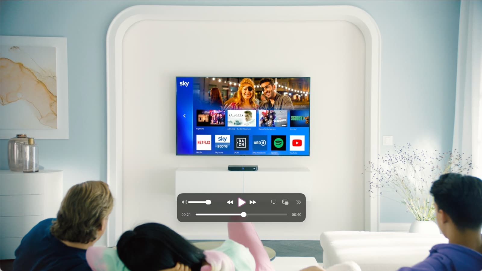 Streaming-Angebot von Sky auf einem Fernseher